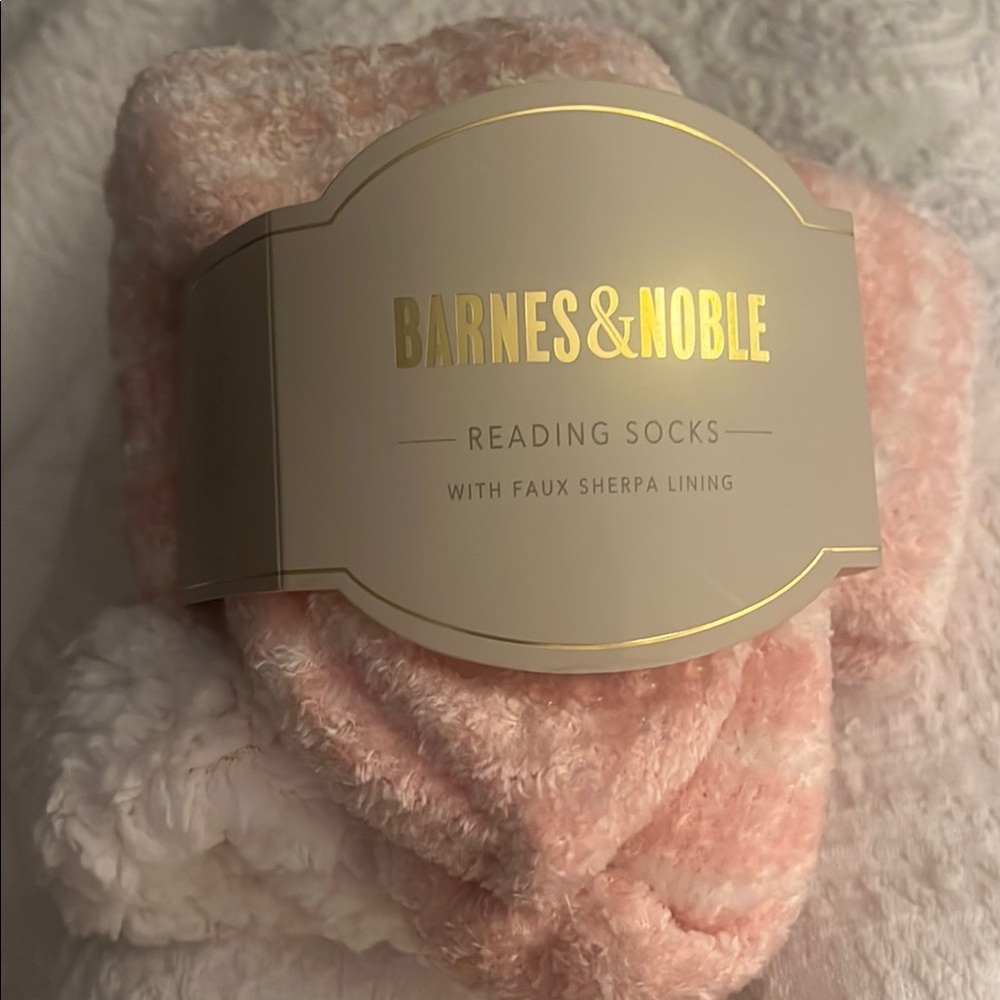 Barnes & Noble Cozy Pink Reading Socks with Sherpa Lining